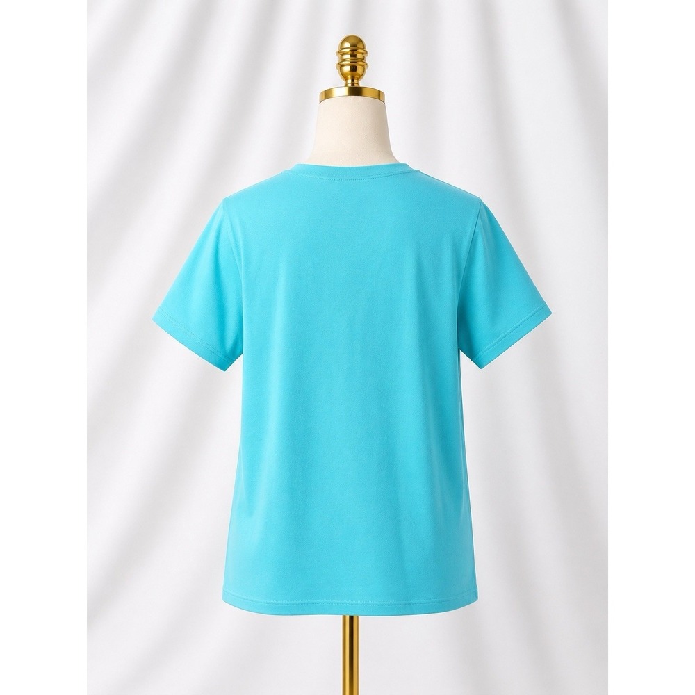 New LL BEAN Cool Teal 100% Cotton Short Sleeve T-Shirt Tee Crew Neck Women's XL - Picture 2 of 12